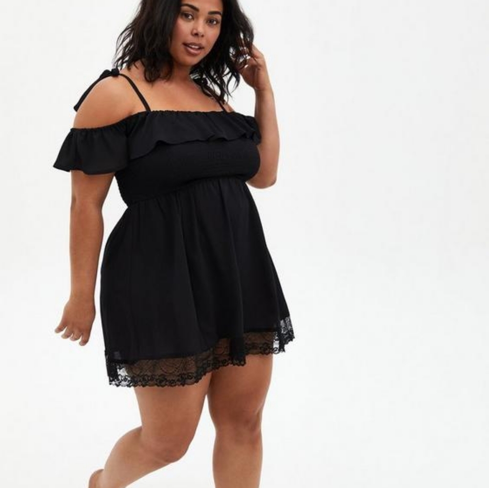 Torrid | Mini Ruffle Lace Trim Dress | 3X